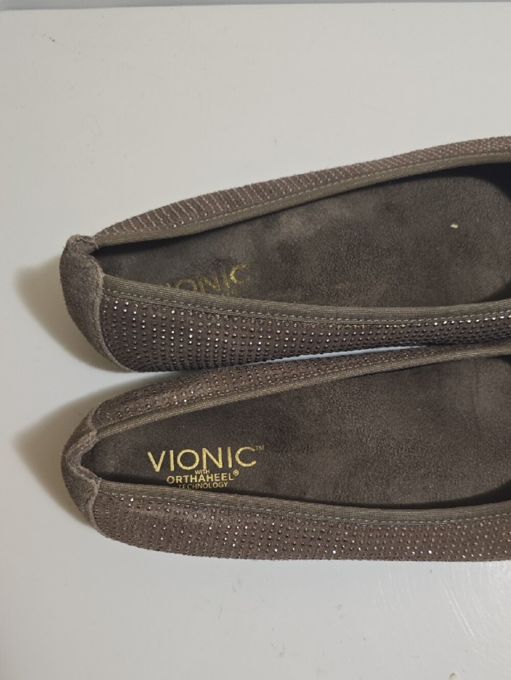 Vionic Brown Crystal-Embellished Ballet Flats - Picture 2 of 6